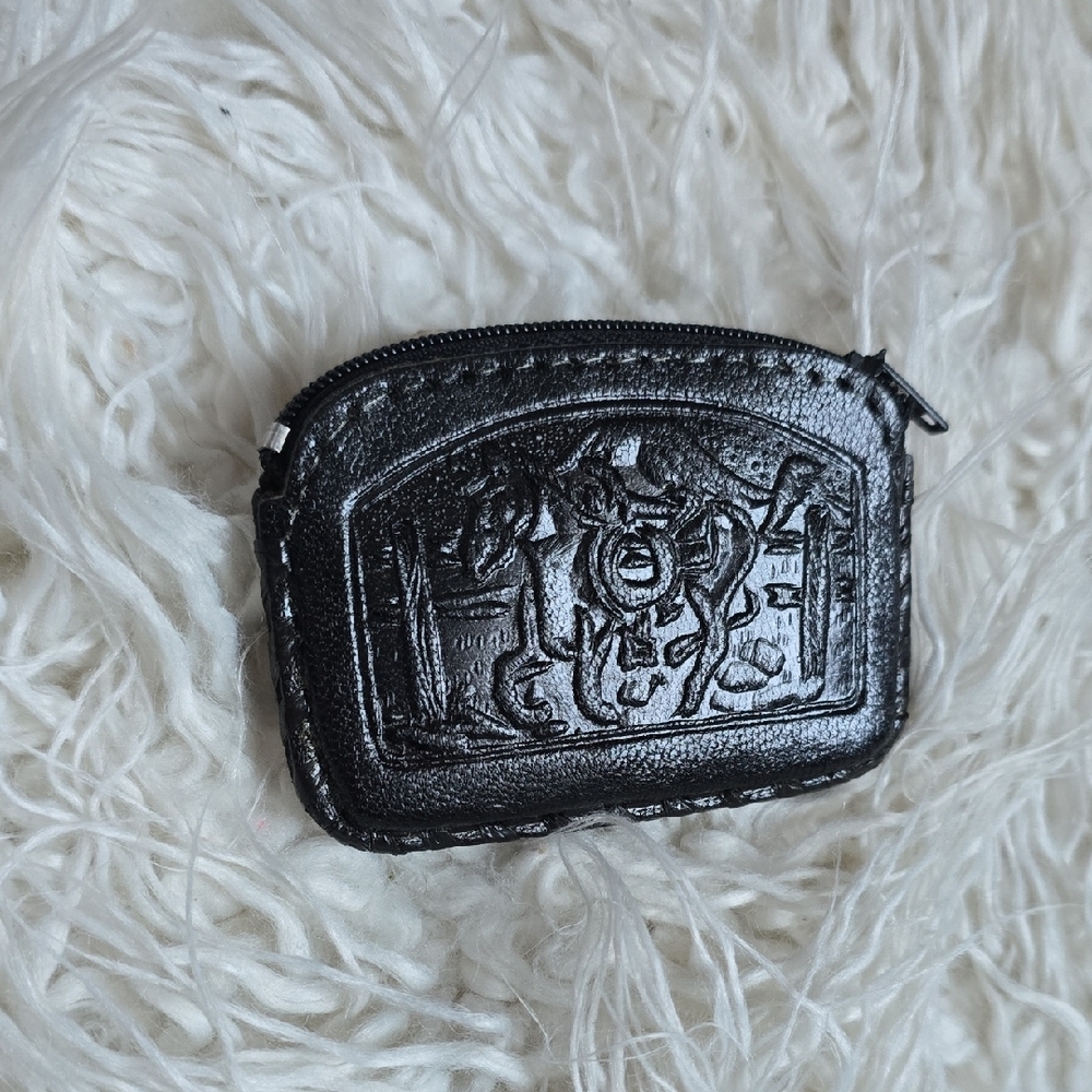 Black Leather Men's Coin Pouch - Picture 2 of 8